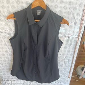 Eddie Bauer Black Sleeveless Button Down Shirt